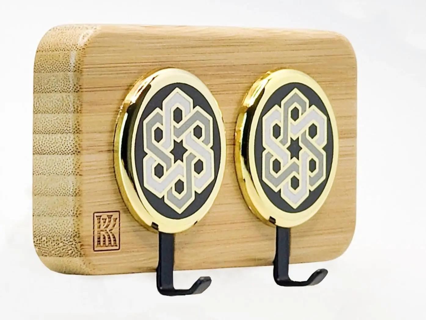 Star Accent Gray – Bamboo 2‑Hook Entryway Wall Hook | KK HOOK