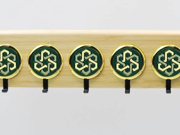 Star Accent Green – Bamboo 5‑Hook Modern Wall Hanger | KK HOOK