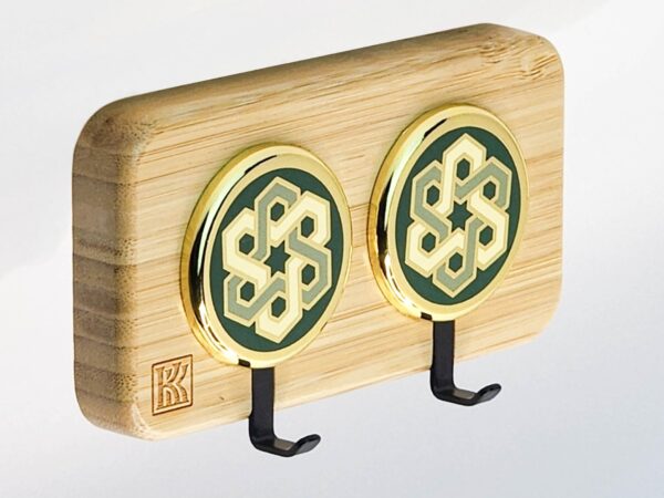 Star Accent Green – Bamboo 2‑Hook Wooden Wall Hook | KK HOOK