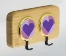 Heart Accent Purple – Bamboo 2‑Hook Wooden Wall Hook | KK HOOK