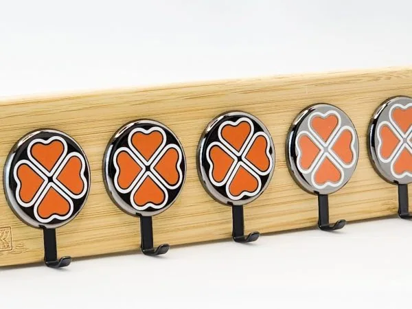 Clover Accent Black – Bamboo 5‑Hook Modern Wall Hanger | KK HOOK