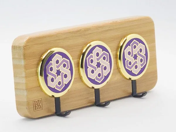 Star Accent Purple – Bamboo 3‑Hook Entryway Wall Hook | KK HOOK