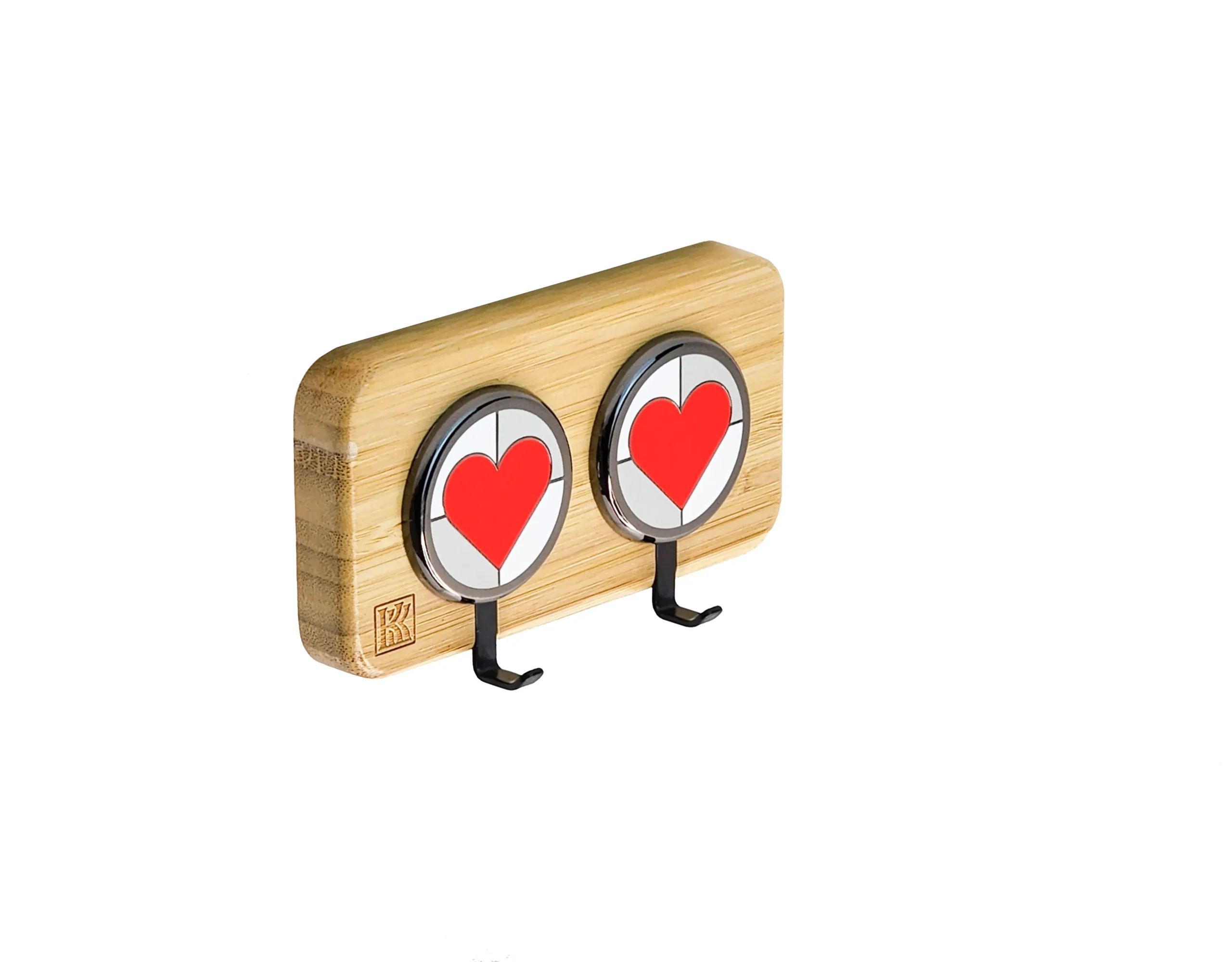 wooden key holder wall mount with heart accents