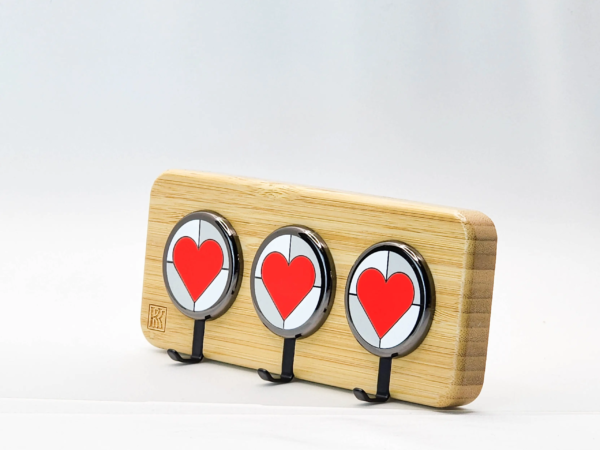 wooden key holder wall mount with heart accents