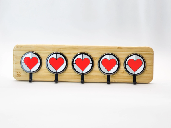 wooden key holder wall mount with heart accents