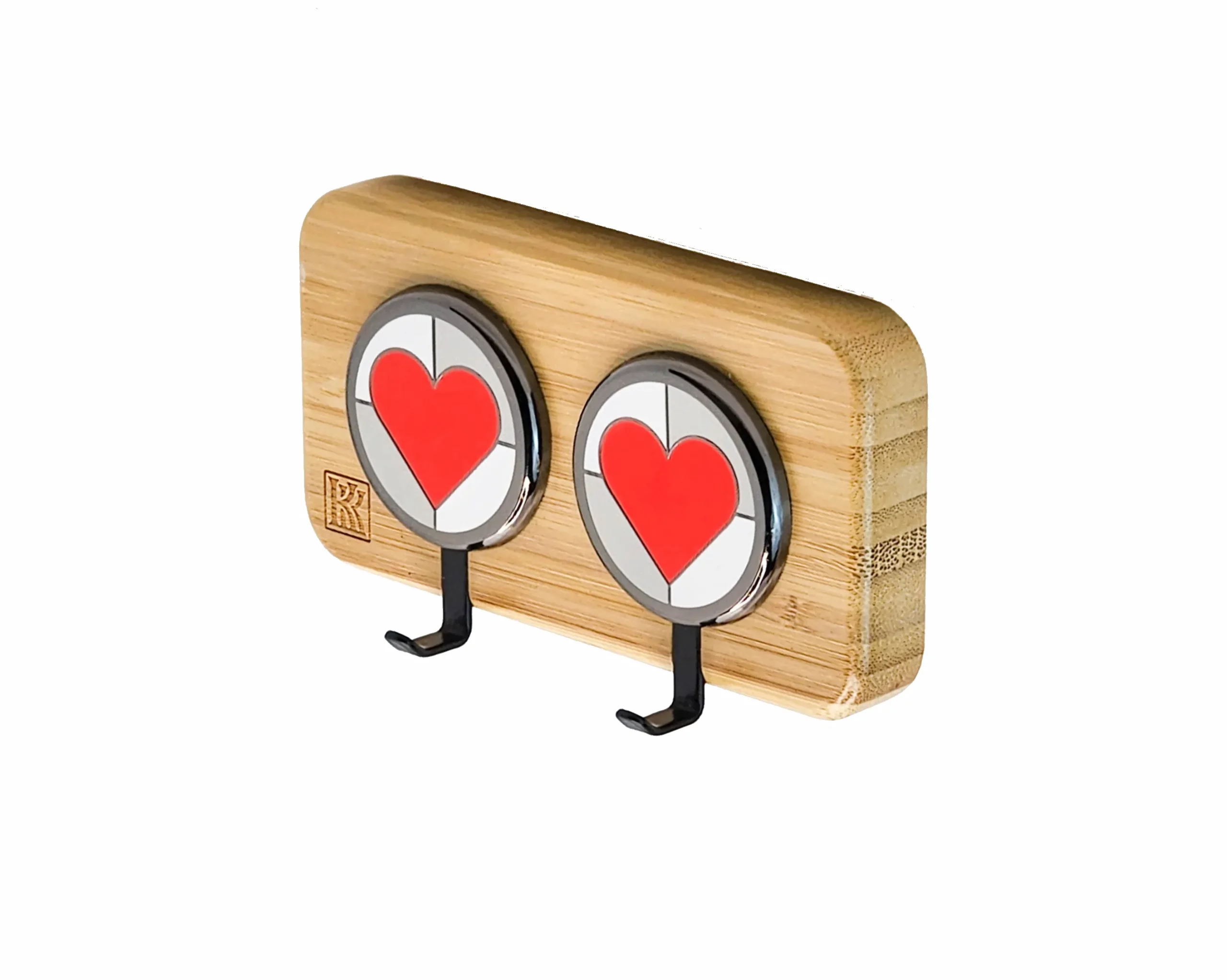 wooden key holder wall mount with heart accents