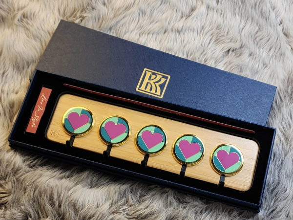 wooden key holder wall mount with heart accents