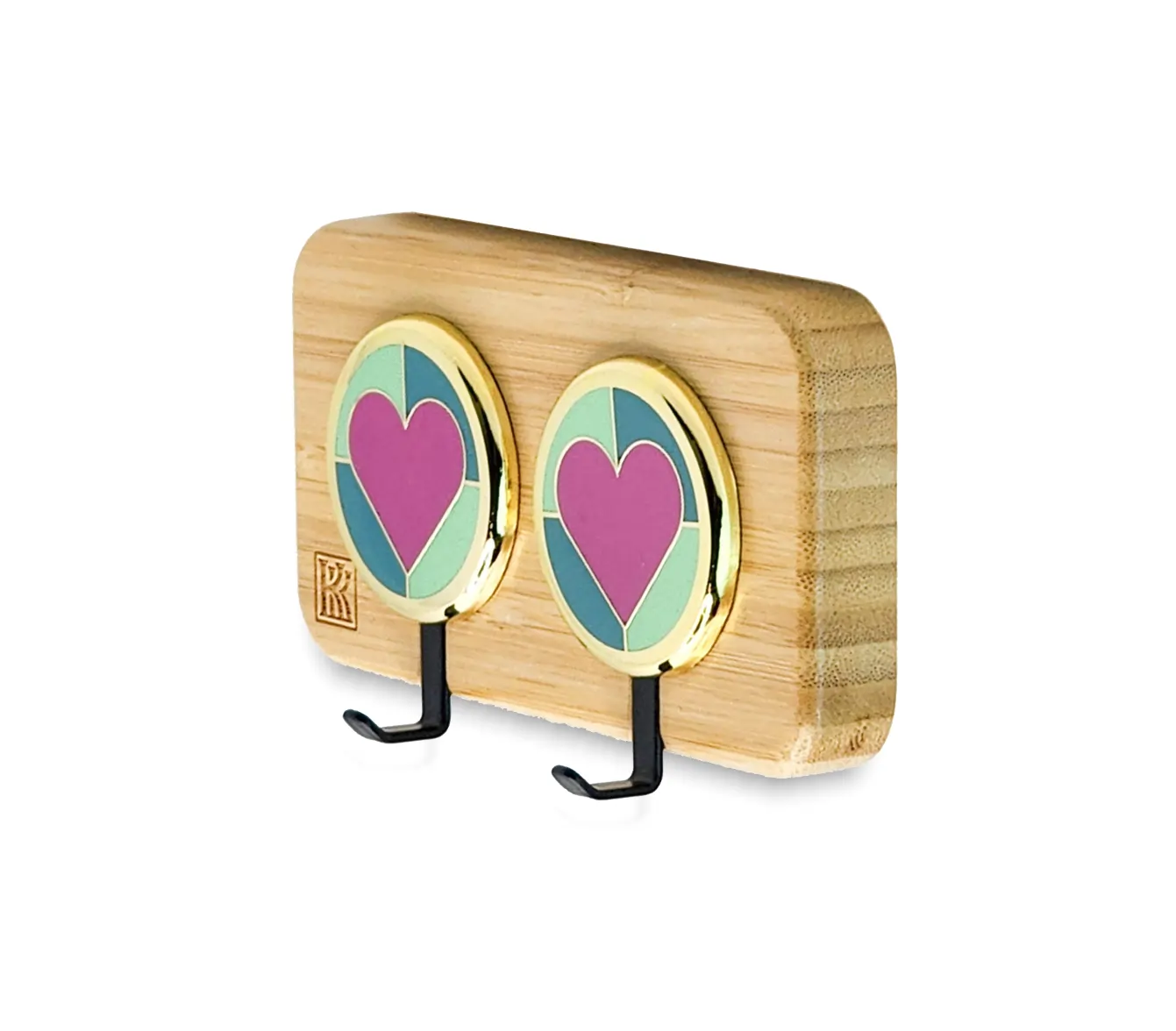 wooden key holder wall mount with heart accents