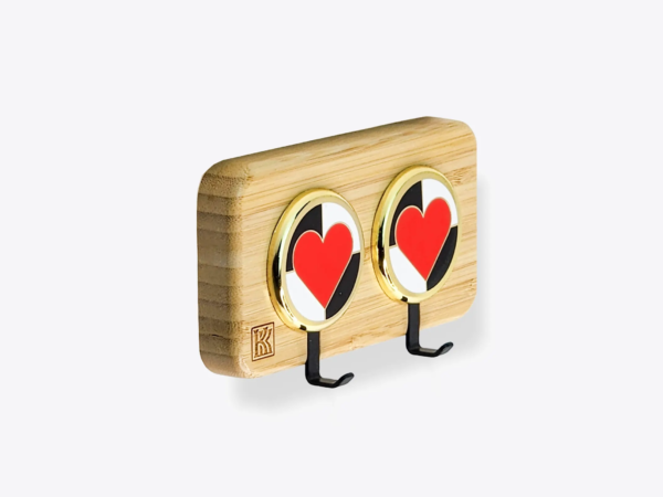 wooden key holder wall mount with heart accents