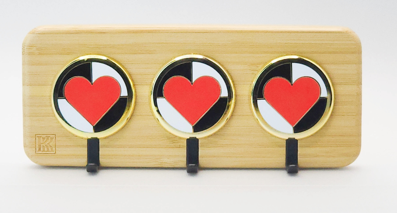 wooden key holder wall mount with heart accents