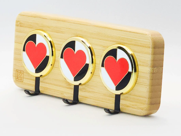 wooden key holder wall mount with heart accents