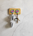 wooden key holder wall mount with heart accents